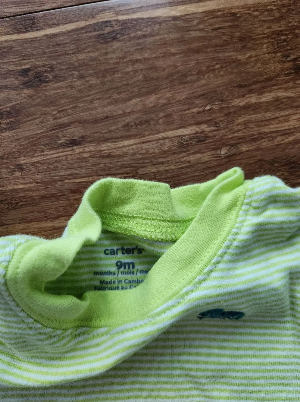 Lot Of 3 Carter's Chameleon Baby One-Piece Bodysuit And Shirt, 9 Months